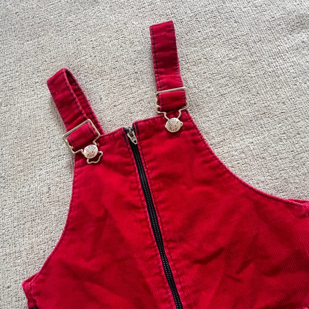 Vintage Billy the Kid Red‎ Corduroy Overalls Size 3T Zip Front Bibs Flare Leg